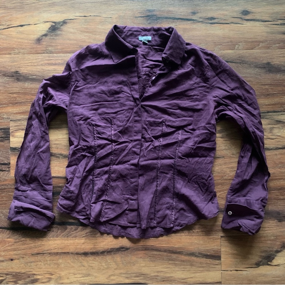 Ann Taylor large Fitted button down shirt purple